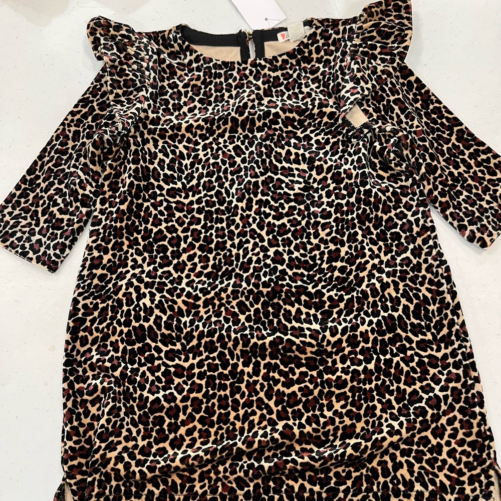 Crewcuts JCrew Leopard Print Velvet Feel 
Brown/Black Dress girls Size 3